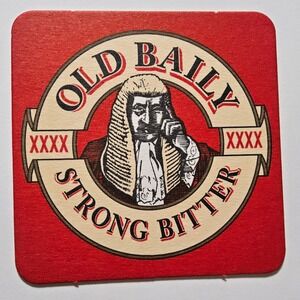 Old Baily‎ Strong Bitter Beer Coaster Judge Red Pub Bar Collectible